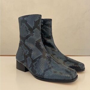 Paloma Wool Blue Snakeskin Ankle Boots